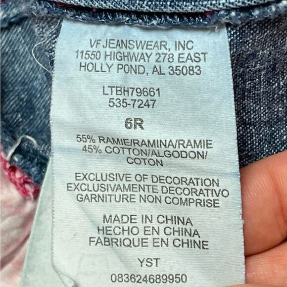 Vintage Lee Girls Size 6 Adjustable Waist Denim Jean Skirt Ruffle Flowers Lace - Picture 5 of 7